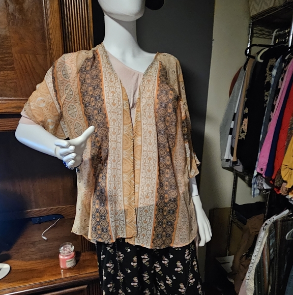 Chico's Multicolor Patterned Sheer and Sophitcated Blouse - Picture 1 of 16